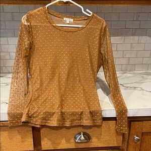 Adore Tan Sheer Polka Dot Blouse